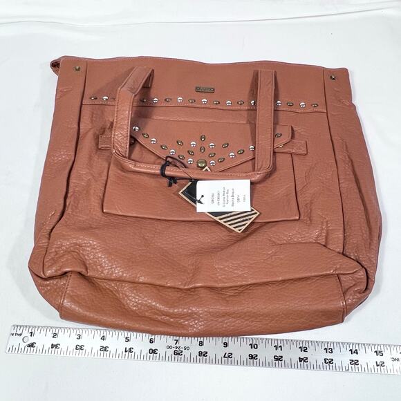 Vans Gypsy Tote Satchel Bag Brown Mocha Bisque Hobo Studded Western New - Picture 11 of 14